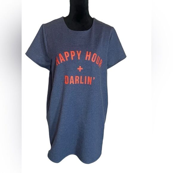 NWT DRESS FORUM HAPPY HOUR + DARLIN GRAPHIC CASUAL DRESS WOMENS SIZE LARGE - Picture 2 of 8